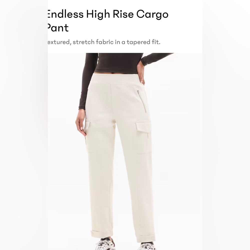 ATHLETA Endless High Rise Cargo Pant. Bone, brand new with tags.  S8